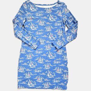 Vineyard Vines Boatneck Sailboat Print Blue Dress